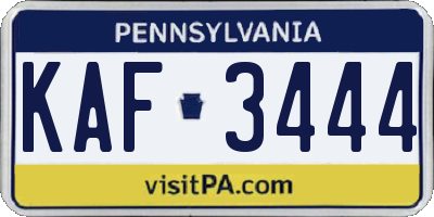 PA license plate KAF3444