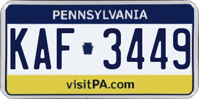 PA license plate KAF3449