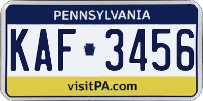 PA license plate KAF3456