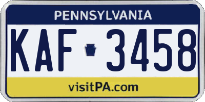 PA license plate KAF3458