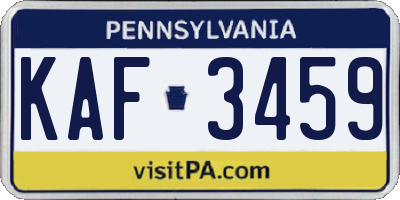 PA license plate KAF3459