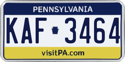 PA license plate KAF3464