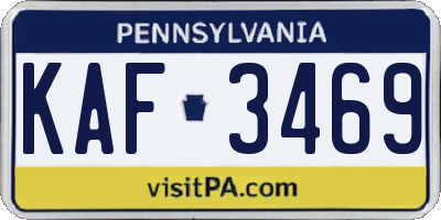 PA license plate KAF3469