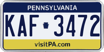 PA license plate KAF3472