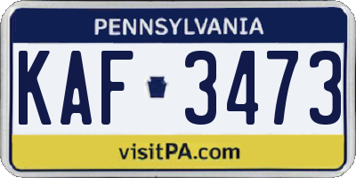 PA license plate KAF3473
