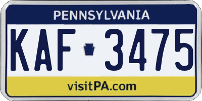 PA license plate KAF3475