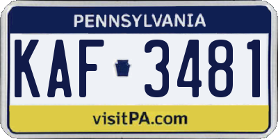 PA license plate KAF3481