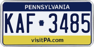 PA license plate KAF3485