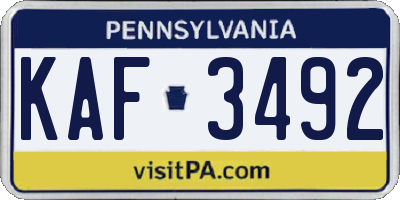 PA license plate KAF3492