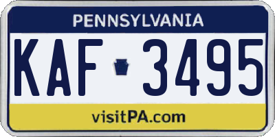PA license plate KAF3495