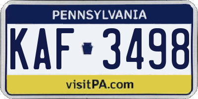 PA license plate KAF3498