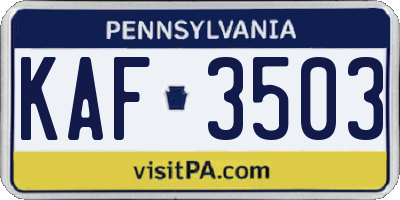 PA license plate KAF3503