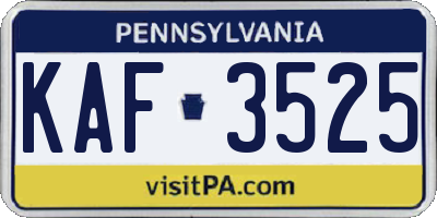 PA license plate KAF3525