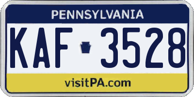 PA license plate KAF3528