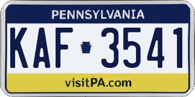 PA license plate KAF3541