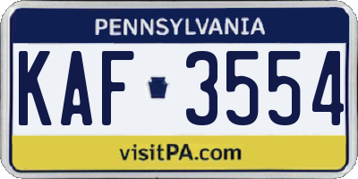 PA license plate KAF3554
