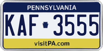 PA license plate KAF3555