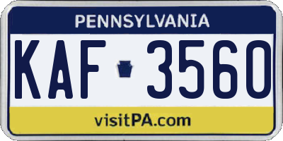 PA license plate KAF3560