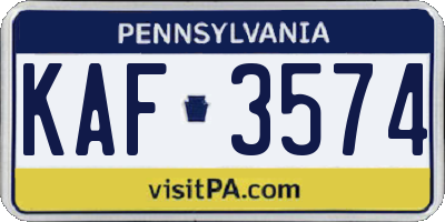 PA license plate KAF3574