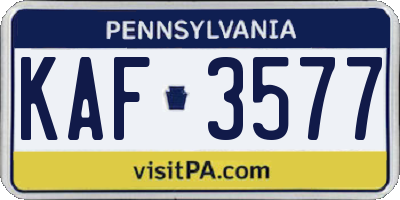PA license plate KAF3577
