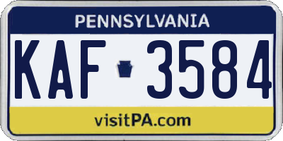 PA license plate KAF3584