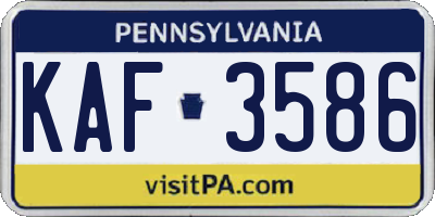 PA license plate KAF3586
