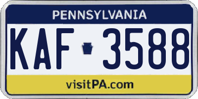 PA license plate KAF3588