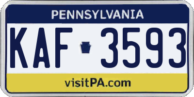 PA license plate KAF3593