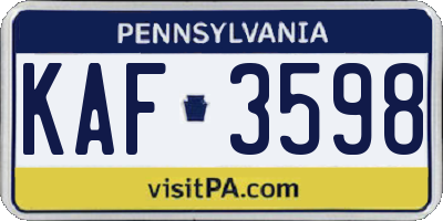 PA license plate KAF3598