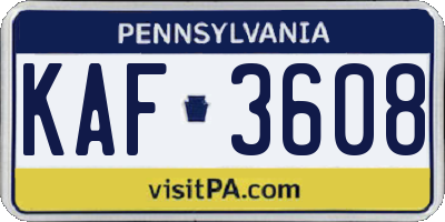 PA license plate KAF3608
