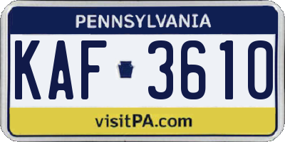 PA license plate KAF3610