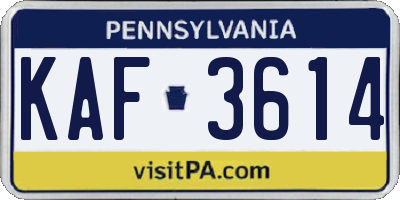 PA license plate KAF3614