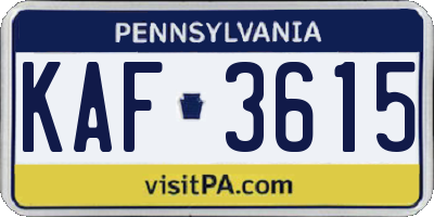 PA license plate KAF3615