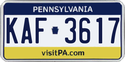PA license plate KAF3617