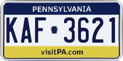 PA license plate KAF3621