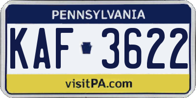 PA license plate KAF3622