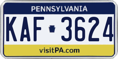 PA license plate KAF3624