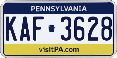 PA license plate KAF3628