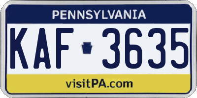 PA license plate KAF3635