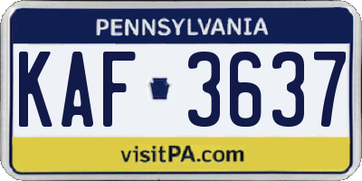 PA license plate KAF3637