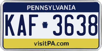 PA license plate KAF3638
