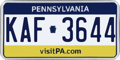 PA license plate KAF3644