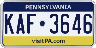 PA license plate KAF3646