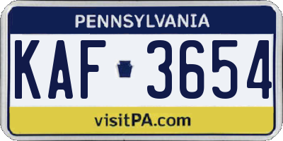 PA license plate KAF3654