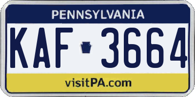 PA license plate KAF3664