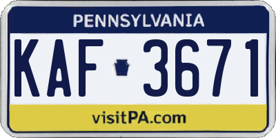 PA license plate KAF3671