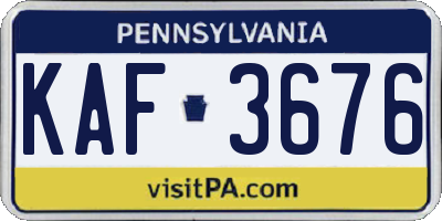 PA license plate KAF3676