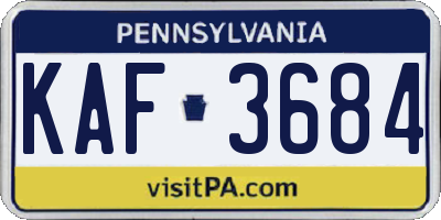 PA license plate KAF3684