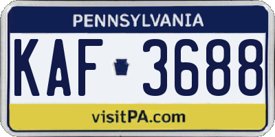 PA license plate KAF3688