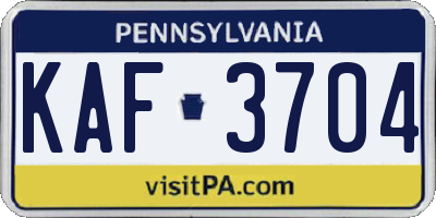 PA license plate KAF3704